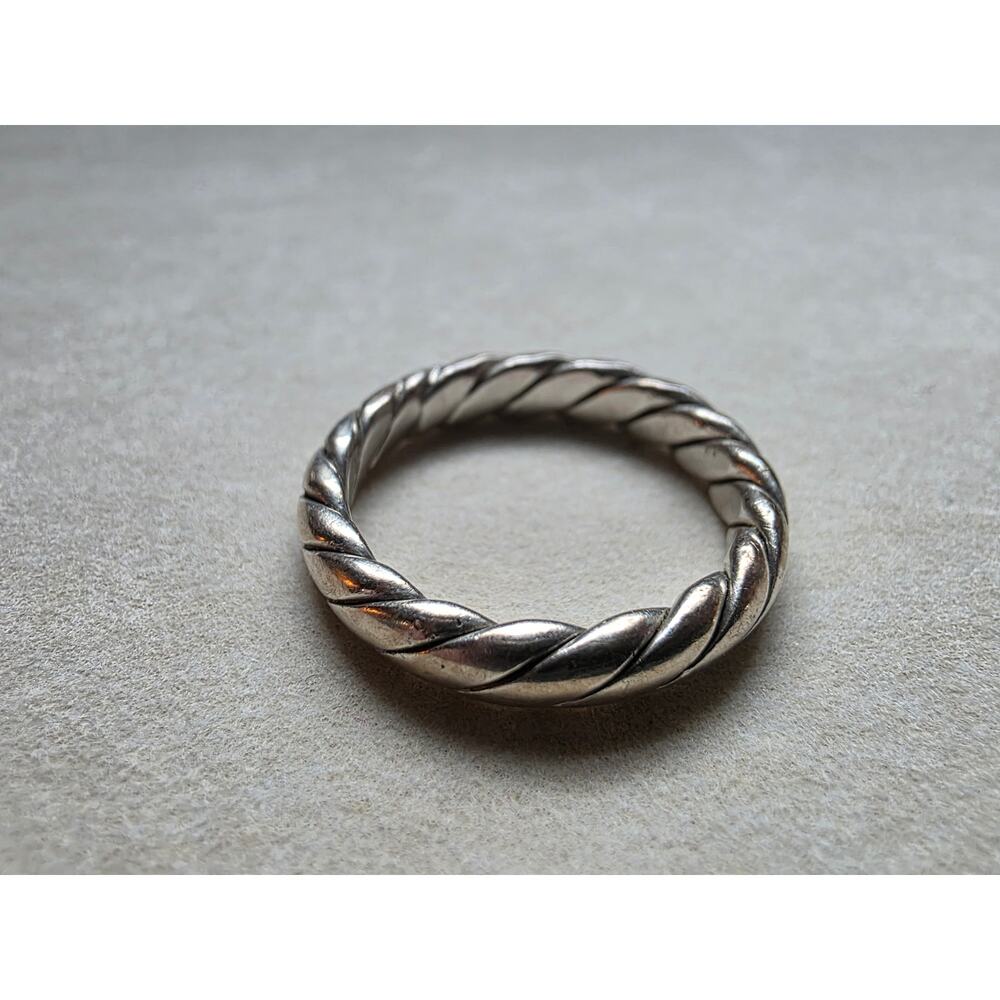 Vintage Mexico 925 Sterling Silver Twisted Rope Band Ring Handcrafted Size 9 - Picture 3 of 5